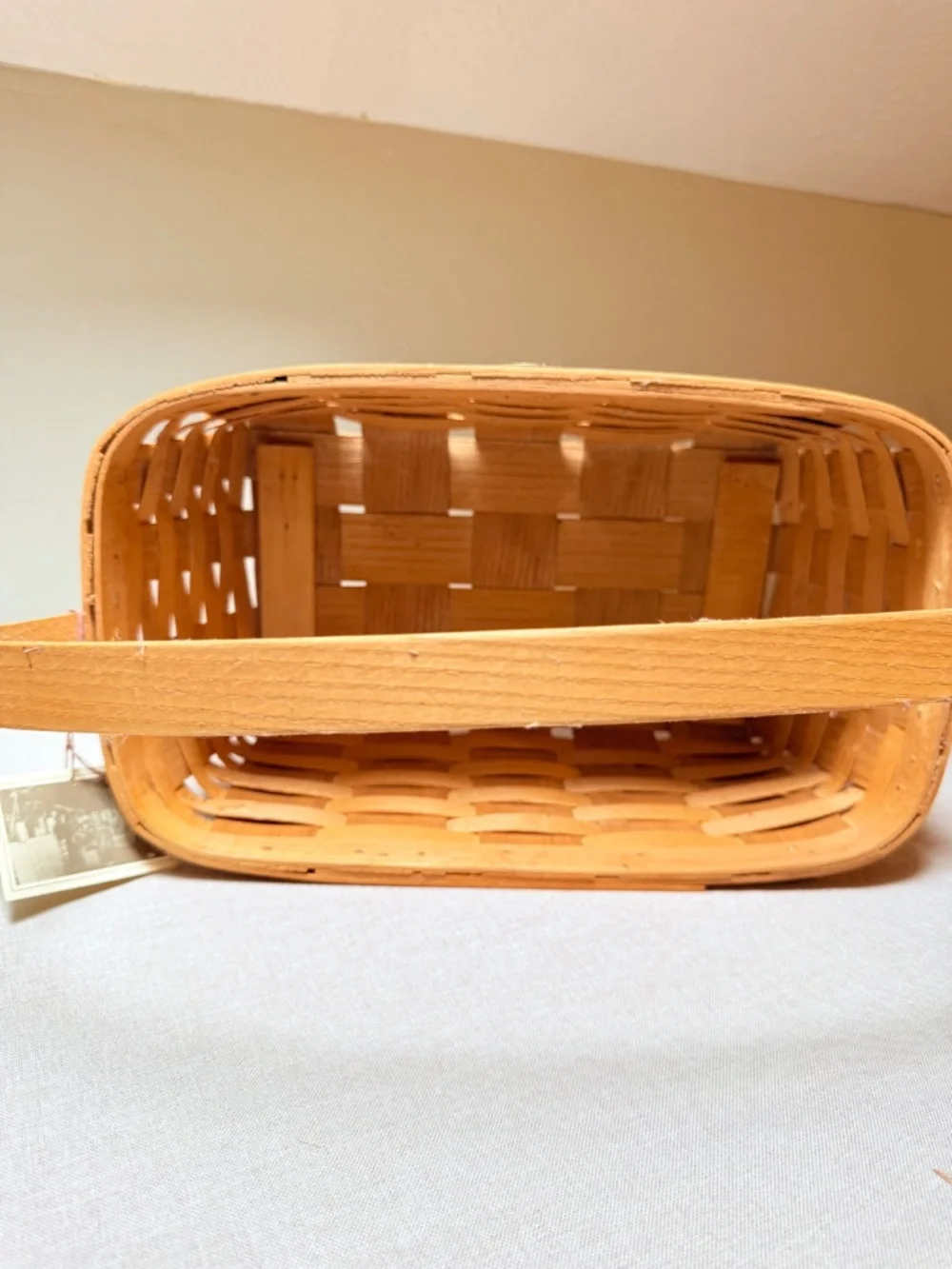 Vintage Peterboro Basket Company Small Footed Magazine Hearth Fireside Basket